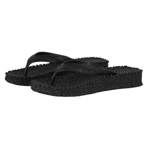 Ilse Jacobsen Flip-Flops Cheerful Plateau Frauen, Dunkelgrün, 42 EU - Wanderschuhe mit geflochtener Plateausohle, die einen Massageeffekt bietet und für hohen Tragekomfort sorgt. Ideal für entspannte Sommertage.