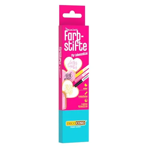 DECOCINO Essbare Farbstifte – 3er Set – Filzstifte zum Verzieren von Kuchen und Torten – glutenfrei & laktosefrei