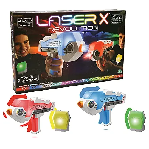 Laser X - Revolution Blaster, wähle deine Teamfarbe, treffe bis zu 90 Meter, mit 2 Blastern, 2 Empfängern und Voice Coach, für Kinder ab 6 Jahren, LAE12000, Giochi Preziosi.