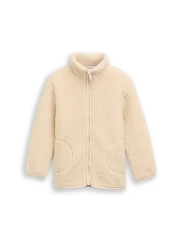 TOM TAILOR Mädchen Teddy Sweatjacke 1049275 - Flauschige Teddyfell Sweatjacke für Mädchen, mit Kinnschutz und seitlichen Taschen. Ideal für kalte Tage, bietet hohen Tragekomfort und ist pflegeleicht.