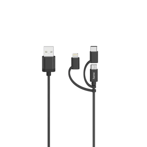 0,48 Gbit/s Stecker USB A auf USB C/Micro USB A/Lightning 0,75 m 200617 (Schwarz)