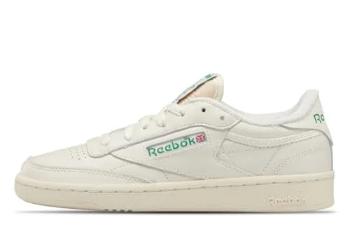 Reebok Damen Club C 85 Vintage Sneaker - Chalk/ALABAS/GLEGRN, 37.5 EU - Damen-Sneaker mit Leder-Obermaterial und schnürbarem Design, ideal für Stil und Komfort im Alltag.