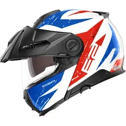 Schuberth E2 Adventure Helm Explorer Blue XL - Motorradhelm mit P/J Doppelhomologation, leichtgewichtiger Glasfaser-Carbon-Schale und individuellem Anpassungskomfort für perfektes Fahren auf Offroad-Strecken.