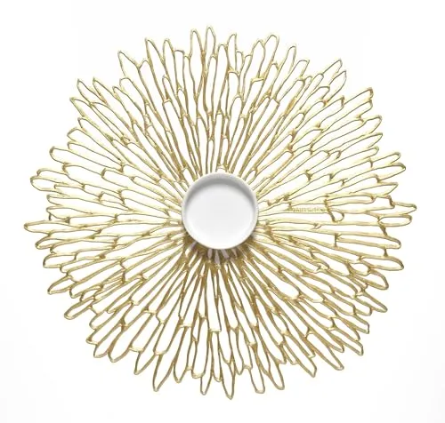 Chilewich Tischset Pressed Vinyl Bloom Round Gilded