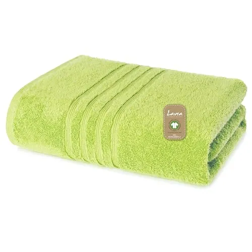 Lavea® Handtuch 50 x 100 cm, Bali Handtücher-Set Baumwolle, Sporthandtuch und Fitness-Handtuch, saugstarkes Frottee Handtuch, 100% GOTS Bio-Baumwolle, Premium Frottier, Apfelgrün