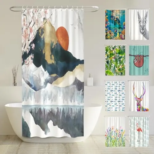 arteneur® Japan Anti-Schimmel Duschvorhang 120x180 - Duschvorhänge aus 100% recyceltem Polyester, antibakteriell und pflegeleicht, mit beschwertem Saum für perfekten Halt und modernen Digitaldruck für farbenfrohe Akzente im Bad.