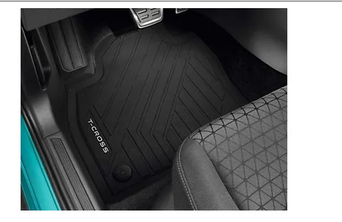 Volkswagen 2GM06150082V Premium Gummi Fußmatten - Passgenau für VW T-Cross ab 2019, robust, abwaschbar und mit T-Cross Schriftzug