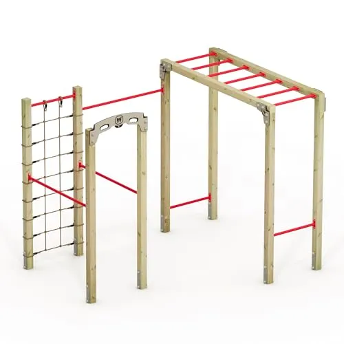 Wickey Klettergerüst FIT Base 820 – Vielseitige Klimmzugstation für Garten - Klimmzugstangen für Kinder & Erwachsene bis 100 kg, wetterfest und mit 5 Jahren Garantie auf Holz- und HDPE-Teile. Ideal für Outdoor-Workout und Calisthenics.