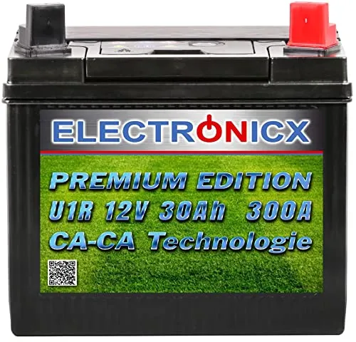 Electronicx Premium Rasentraktor Batterie 12V 30Ah - Batterien für Rasenmäher, zuverlässige Starterbatterie für Aufsitzmäher mit 300A Leistung und Pluspol Rechts für optimale Energieversorgung.