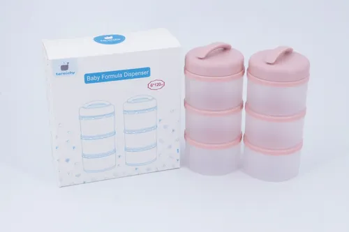 Milchpulver Aufbewahrungsbox Portionierer stapelbar 6x120ml Termichy rosa