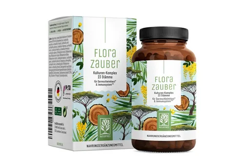 Florazauber: Kulturen-Komplex für den Darm* 60 St - Nahrungsergänzungsmittel mit magensaftresistenten Kapseln für eine gesunde Darmflora - rezeptfrei und ideal für dein Wohlbefinden.