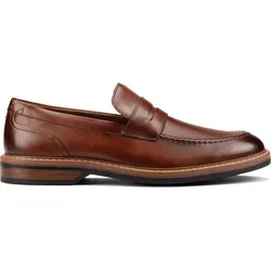 Clarks Aldwin Step Herren-Slipper - Herren-Slipper aus braunem Leder mit Contour Cushion Fußbett für ganztägigen Komfort und griffiger Sohle für maximale Traktion. Ideal für elegante und legere Looks.