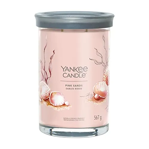 Yankee Candle Pink Sands Signature Large Tumbler Duftkerze 567 g - Duftkerze mit exotischem Insel-Aroma, kombiniert frische Zitrusnoten, blumige Akzente und würzige Vanille für ein entspanntes Ambiente.