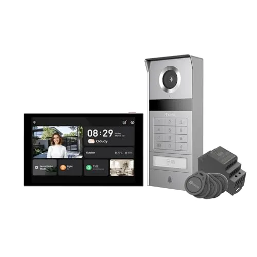 EZVIZ 4K Türsprechanlage mit Türöffner und 8" Touchscreen-Monitor, 2 Draht Bus, Metall-Türklingel mit Kamera, NFC/APP/Card/Passwort Unlock, Colorfull Nachtsicht, Wasserdicht, Dualband WLAN, TP9 Pro