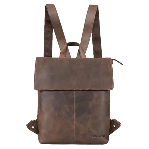 STILORD 'Charlie' Vintage Lederrucksack Braun - Mittelgroßer Daypack für 13,3 Zoll Laptop - Tagesrucksäcke aus echtem Rindsleder | Ideal für Schule und Arbeit mit viel Stauraum für DIN A4 Dokumente und Laptop | Flexibel und komfortabel mit Tragegriff und verstellbarem Schultergurt.