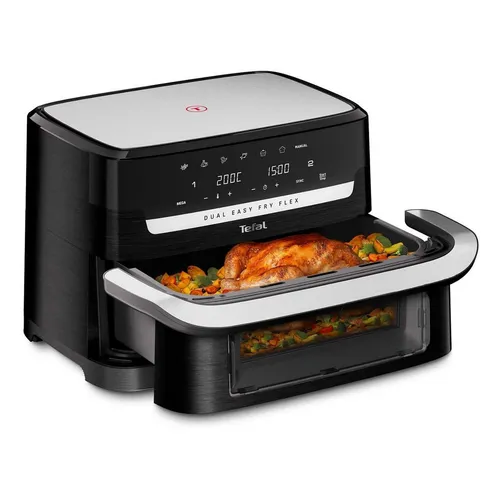 Tefal Dual Easy Fry Flex EY9228 - Fritteuse mit FlexCook Trennwand - Fritteuse mit FlexCook Trennwand für gleichzeitiges Garen von zwei Zutaten, 7 automatische Garprogramme und praktische Sync-Funktion für perfekte Ergebnisse.