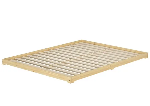 ERST-HOLZ Futonbett Massivholz Kiefer 160 x 200 - Extra niedriges Futonbett aus lackierter Kiefer in 160 x 200 cm - Ideal für Teenager und als praktisches Besucherbett. Bietet ein angenehmes Schlafklima durch verbesserte Belüftung.