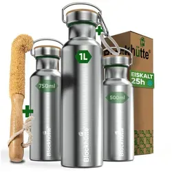 Blockhütte Edelstahl Isolierflasche 1000 ml - Thermobehälter mit innovativer Vakuum-Isolierung, auslaufsicher und bruchfest, ideal für Fitness, Wandern und Reisen.