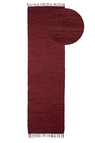 carpetfine Flickenteppich Kelim Chindi Uni Läufer Violett 80x300 cm - Läufer aus 100% Baumwolle, handgewebt und pflegeleicht, ideal für Wohnzimmer und Essbereiche, sorgt für eine gemütliche Atmosphäre.