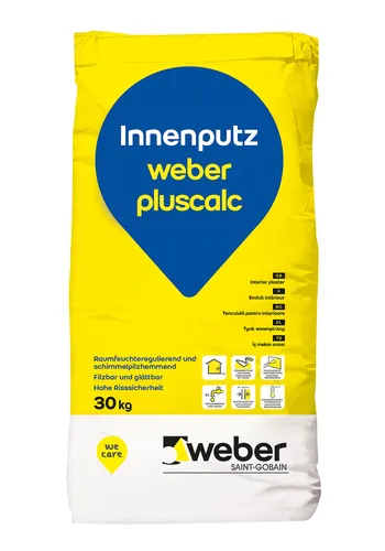 42x Weber Pluscalc Hybrid-Innenputz 30kg - Glätten und Filzen - Der 42x Weber Pluscalc Hybrid-Innenputz 30kg eignet sich ideal für den Innenbereich. Er lässt sich leicht verarbeiten und sorgt für eine glatte Oberfläche, perfekt für anspruchsvolle Sanierungen und Neubauten.