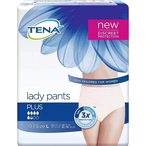 TENA Lady Pants Plus L - Diskrete Inkontinenzhosen (1x10 Stück) - Die TENA Lady Pants Plus L bieten zuverlässigen Schutz und hohen Tragekomfort. Ideal für den täglichen Gebrauch, sorgen sie für ein sicheres und angenehmes Gefühl.