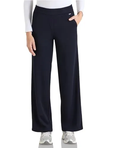 Cecil Wide Leg Hose Universal Blue XL - Stylische Piqué Hose im Loose Fit mit weitem Bein und hohem Bund. Ideal für einen lässigen Look. Maße bei EU-Größe M: vordere Schrittlänge 28 cm, Innenbeinlänge 81 cm, unterste Weite 28 cm.