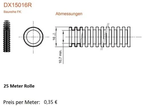 Gewiss Flexibles Installationsrohr M25 - Flexibles nichtmetallisches Installationsrohr in Schwarz, ideal für einfache Verlegung von Kabeln. Robustes PVC-Material sorgt für Langlebigkeit und vielseitige Anwendung.