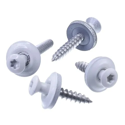 SECCARO Spenglerschraube 4,5 x 80 mm, RAL 9010 reinweiß, Edelstahl A2, EPDM-Dichtscheibe 15 mm, TX/Innensechsrund, 50 Stück