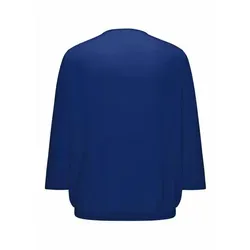 GOLDNER Kurzarmbluse Kurzgröße: Chiffon-Shirt mit 3/4-Arm, Rundhals Damen Sommerbluse, Halbarm, Feierlich, weich, Kunstfaser, Chiffon blau 20