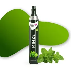 SodaTASTE Minze - CO2-Kaufzylinder für sprudelndes Wasser - Erlebe erfrischendes Sprudelwasser mit dem CO2-Zylinder von SodaTASTE. Bis zu 60 l Genuss mit natürlichen Aromen – ganz ohne Zucker. Kompatibel mit gängigen Wassersprudlern und nachhaltig im Einsatz!