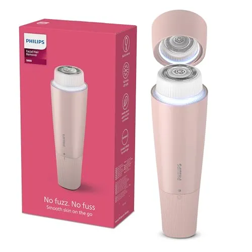 Philips Gesichtshaarentferner 5000 Series - Elektrorasierer für Damen mit hypoallergenem 360°-Kopf für sanftes und schnelles Entfernen feinster Gesichtshaare – ideal für makellose Ergebnisse ohne Schmerzen.