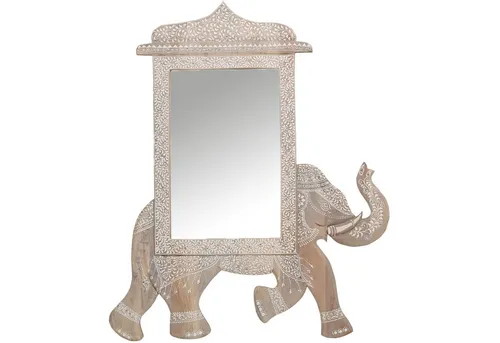 Marrakesch Orient & Mediterran Interior Wandspiegel Akshara Natur - Badspiegel 75cm, handgefertigt aus hochwertigem Holz, verleiht Ihrem Raum eine Boho-Note und vergrößert optisch jeden Raum.