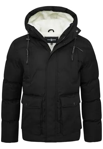 Soulstar Herren Winterjacke mit Kapuze - Funktionsjacke mit Teddyfell-Fütterung für optimale Wärme, ausgestattet mit praktischen Taschen und perfekter Passform für kalte Tage.