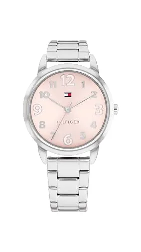 Tommy Hilfiger Reloj Childrens Uhr - Elegante analoge Quarzuhr - Armbanduhren für Damen mit hochwertigem Edelstahlarmband und stilvollem Rosé-Zifferblatt, perfekt für jeden Anlass und wasserresistent bis 50m.