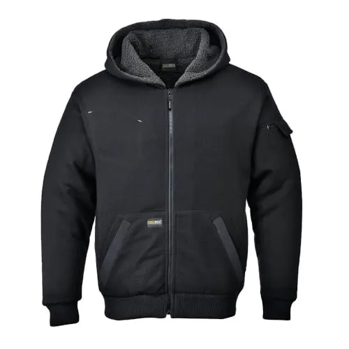 Portwest Jacke Pewter, Schwarz, Größe L - Stylische Jacke für kühle Tage: Mit warmem Webpelzfutter und wattierten Ärmeln bietet sie Komfort und Bewegungsfreiheit. Praktische Taschen sorgen für ausreichend Stauraum. Ideal für den täglichen Einsatz.