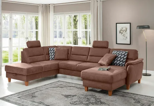 Home affaire Wohnlandschaft Palmera U-Form, B: 308 cm, optional Bettfunktion & Bettkasten, Federkern