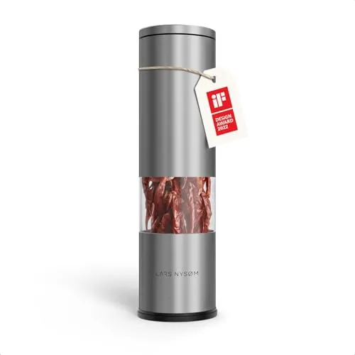 LARS NYSØM Gewürzmühle Lagom Chili - Küchenhelfer für Gewürze, manuelle Einstellung und innovativer Krümelschutz für perfekte Gewürzmischungen.