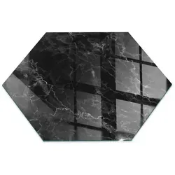 Tulup Bodenschutzplatte Schwarz mit Marmormuster für Kaminöfen - Elegante Hexagon-Platte aus gehärtetem Glas, 40 cm x 40 mm, schützt den Boden und sorgt für eine stilvolle Ergänzung in jedem Raum.