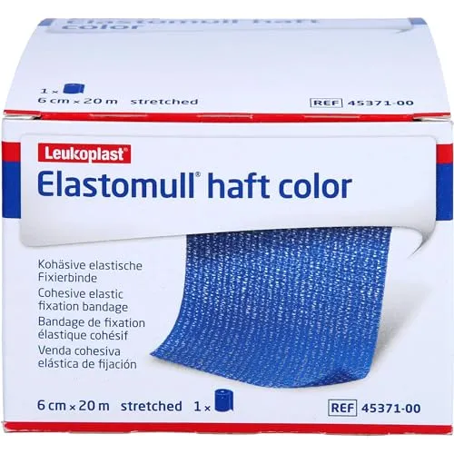 Elastomull Haft 20mx6cm Color Blau - Latexfrei - Kompressen & Verbände: Die elastische Kohäsivbinde bietet sicheren Halt ohne Rutschen, ideal für Gelenke und Castschienen. Für schnellen, faltenfreien Sitz und latexfreie Anwendung.