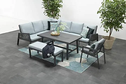 Garden Impressions ANDREA Rope Ecklounge - Gartenmöbel-Set aus Aluminium mit modernem Rope-Gewebe, inklusive Eck-Element, XL Tisch und bequemen Sitzgelegenheiten - ideal für stilvolle Terrassen.