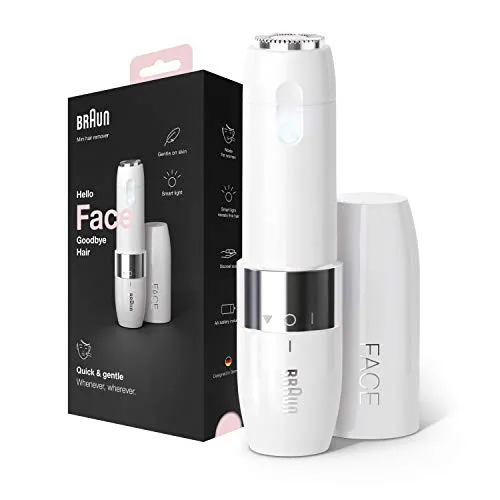 Braun Face Mini-Haarentferner FS1000 - elektrischer Gesichtshaarentferner für Damen, sanfte und präzise Rasur mit Smartlight, ideal für unterwegs