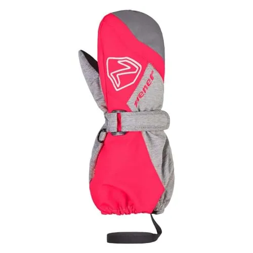 Ziener Laurus-z AS Mitten Glove Mini light mélange.neon pink - Skihandschuh Fäustlinge für Kinder, wasser- und winddicht dank ZIENER AQUASHIELD Membran, mit extra langer Stulpe und elastischer Leash für sicheren Halt und optimalen Schutz im Schnee.