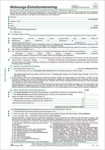 RNK Verlag Wohnungs-Einheitsmietvertrag 4 Seiten A4 RNK 599/10