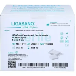 Ligasano weiß Verband 1x5x5 cm steril - 10 Stück - Sonstige, hochgradig saugfähiger und steril verpackter Verband für optimale Wundversorgung.