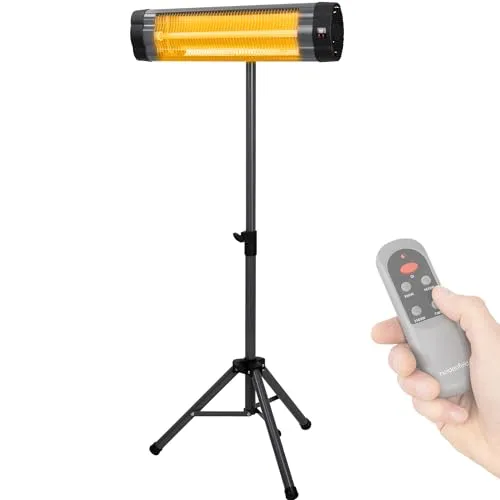 Heidenfeld Infrarot Heizstrahler IH100 - 2500 Watt mit Fernbedienung - Heizstrahler für Terrasse und Innenräume, 3 Jahre Garantie, neigbar und höhenverstellbar, ideal für bis zu 30 m², mit Fernsteuerung und sicherem Design.