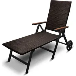 DM-Handel Rollliege Aluminium Rattanliege - Modern Klappliege für Garten - Wetterfeste Rollliege mit 7-fach verstellbarem Rückenteil, klappbar und platzsparend. Ideal für entspannte Tage im Garten oder auf der Terrasse.