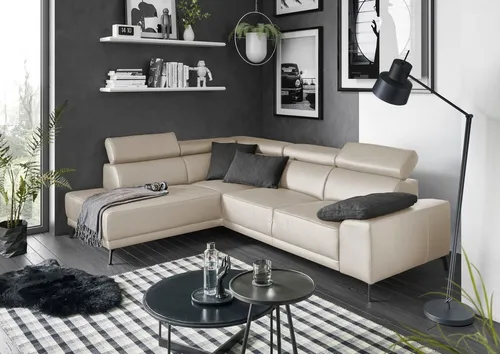 3C Candy Ecksofa Greve modern und bequem, inkl. manueller Kopfteilverstellung, L-Form, wahlweise mit motorischem Sitzvorzug