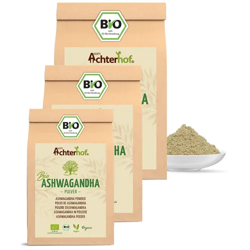 Ashwagandha Pulver BIO 1000g - 100% naturrein - Ashwagandha Pulver in Bio-Qualität, ideal für Smoothies und Goldene Milch, aus kontrolliert biologischem Anbau für höchste Qualität.