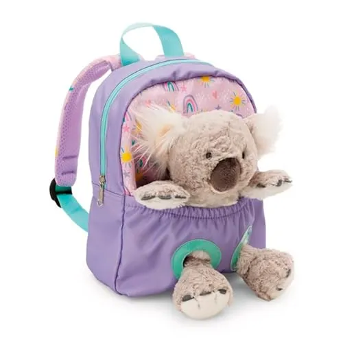 NICI Rucksack mit abnehmbarem Koala Plüschtier - Lila 21x26cm - Praktischer Kinderrucksack mit flauschigem, abnehmbarem Koala – ideal für die Kleinsten! Gepolsterte Schultergurte und abwaschbare Oberfläche sorgen für hohen Tragekomfort und Freude bei jedem Abenteuer.