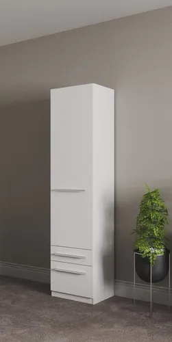 Kleiderschrank PRIESS "Barcelona" - 5 Breiten, weiß - Kleiderschrank mit viel Stauraum, geräumigen Schubkästen und Spiegel, ideal für Ordnung im Schlafzimmer, MADE IN GERMANY.